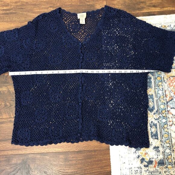 Vintage Teddi Crochet Open Knit Cardigan Short Sleeve Cottagecore Boho - Picture 7 of 10